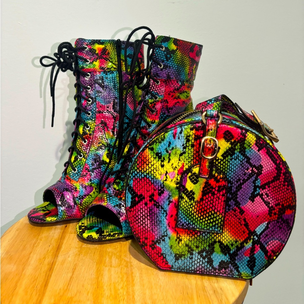 Multi-Color Matching Heels + Purse